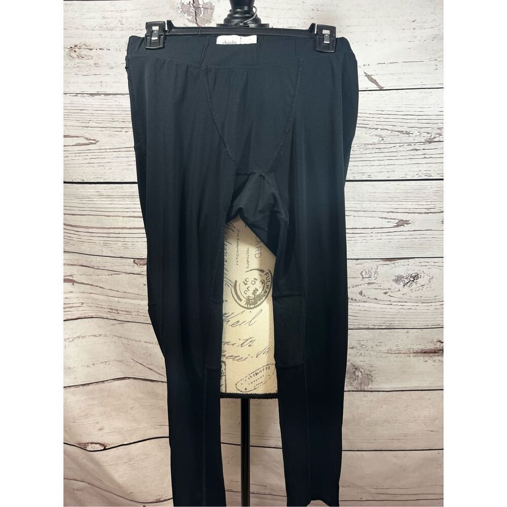 Charlie Black Athletic Tights Leggings Pants Womens Size L Pockets